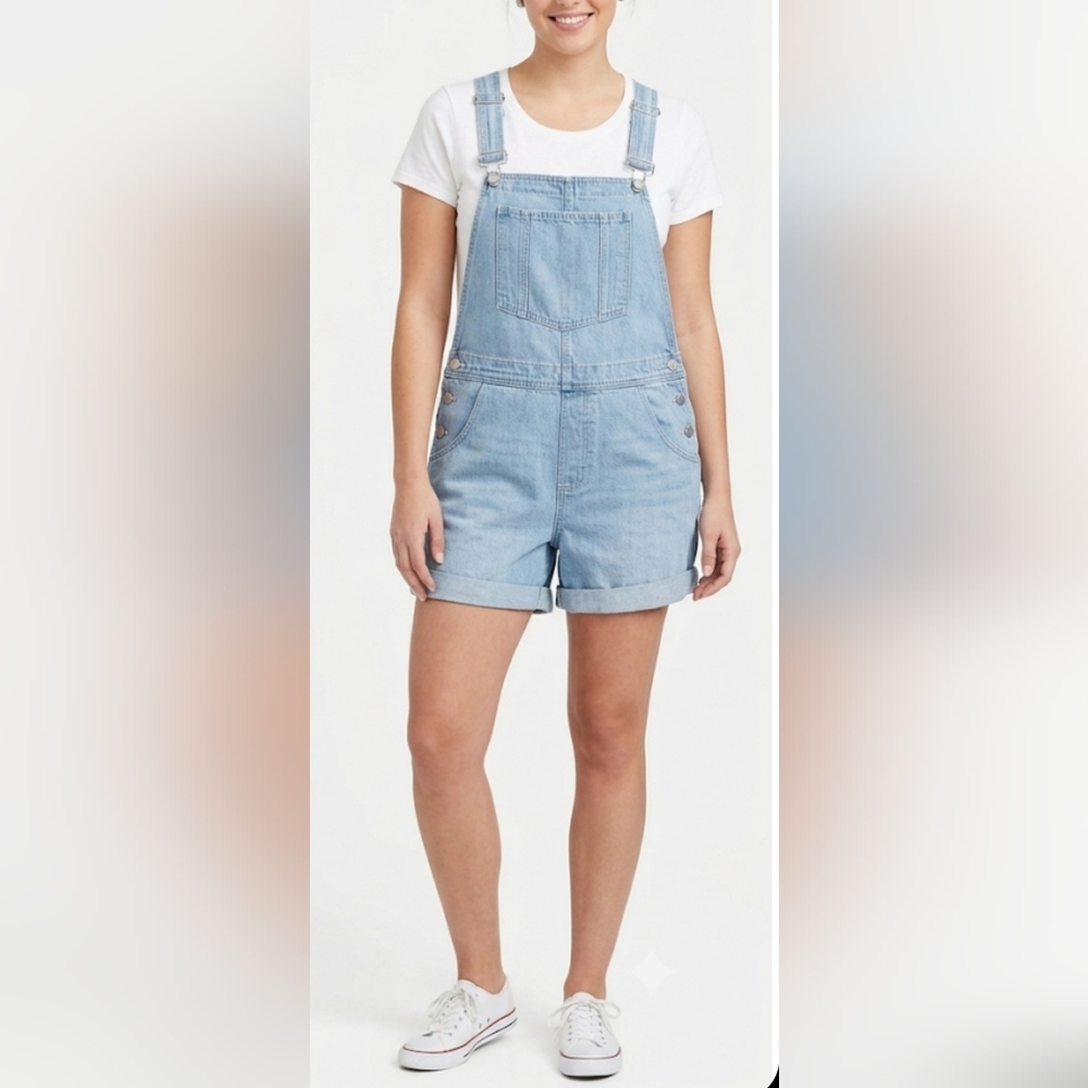 🌷Twik by Simons Organic Cotton Denim Shortalls Overalls Light Wash🌷size:S